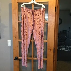 Soft pink velvet pj pants